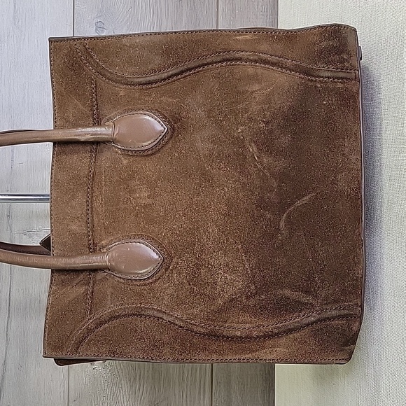 Celine Phantom Brown Leather Suede Tote Shoulder Bag Handbag - Picture 5 of 14